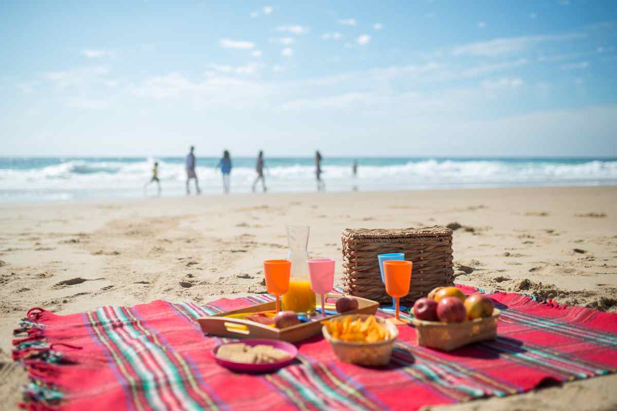 comida en la playa