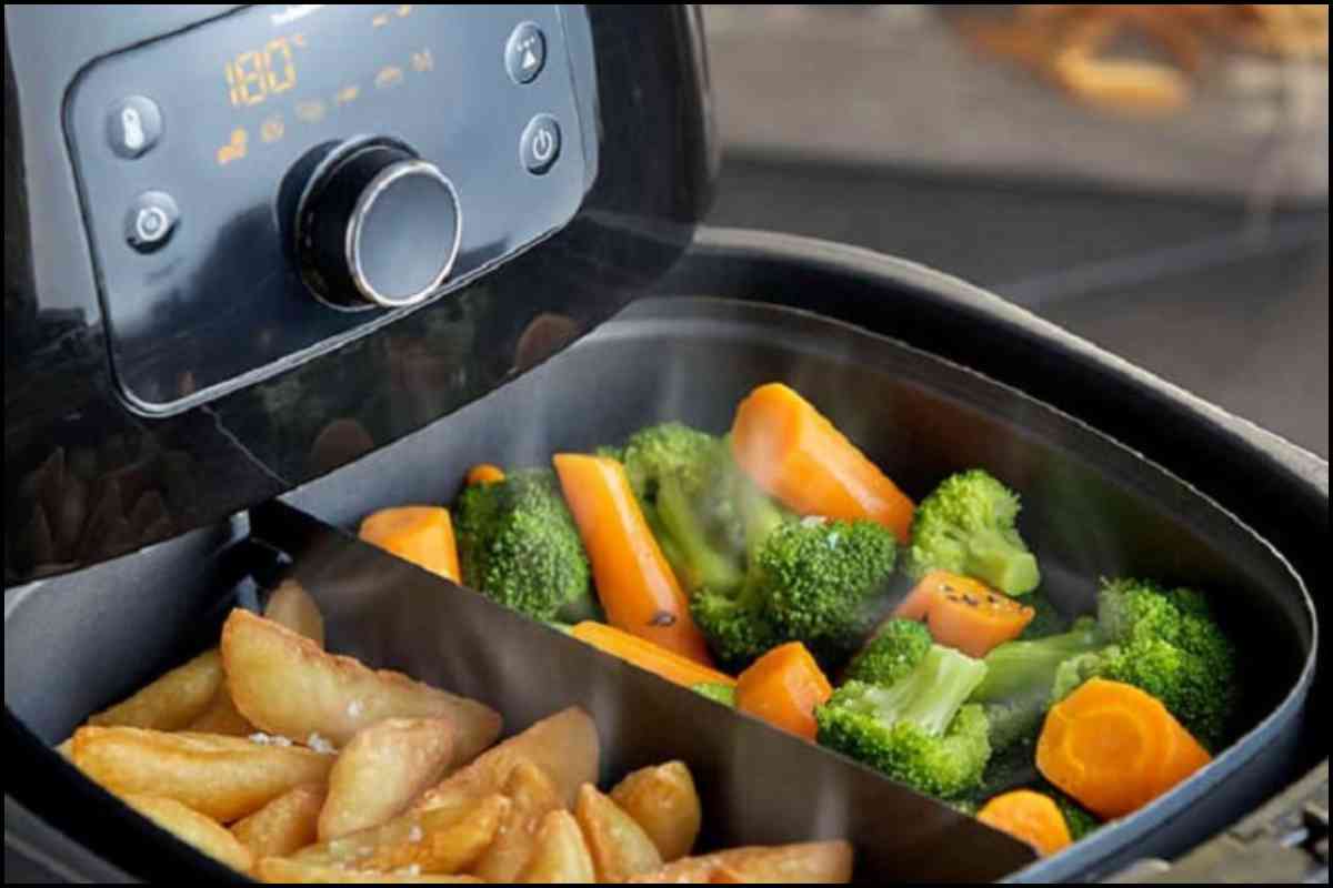 Comida freidora de aire verduras patatas
