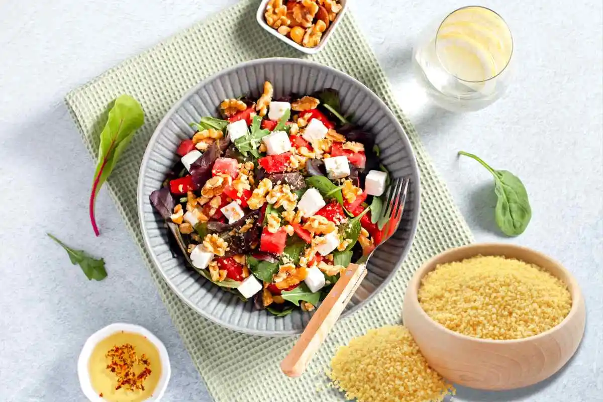 insalata cous cous feta anguria