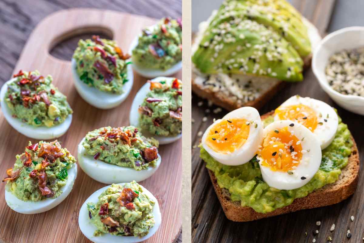 huevos duros, aguacate, semillas