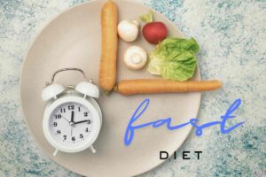 piatto con verdure e orologio