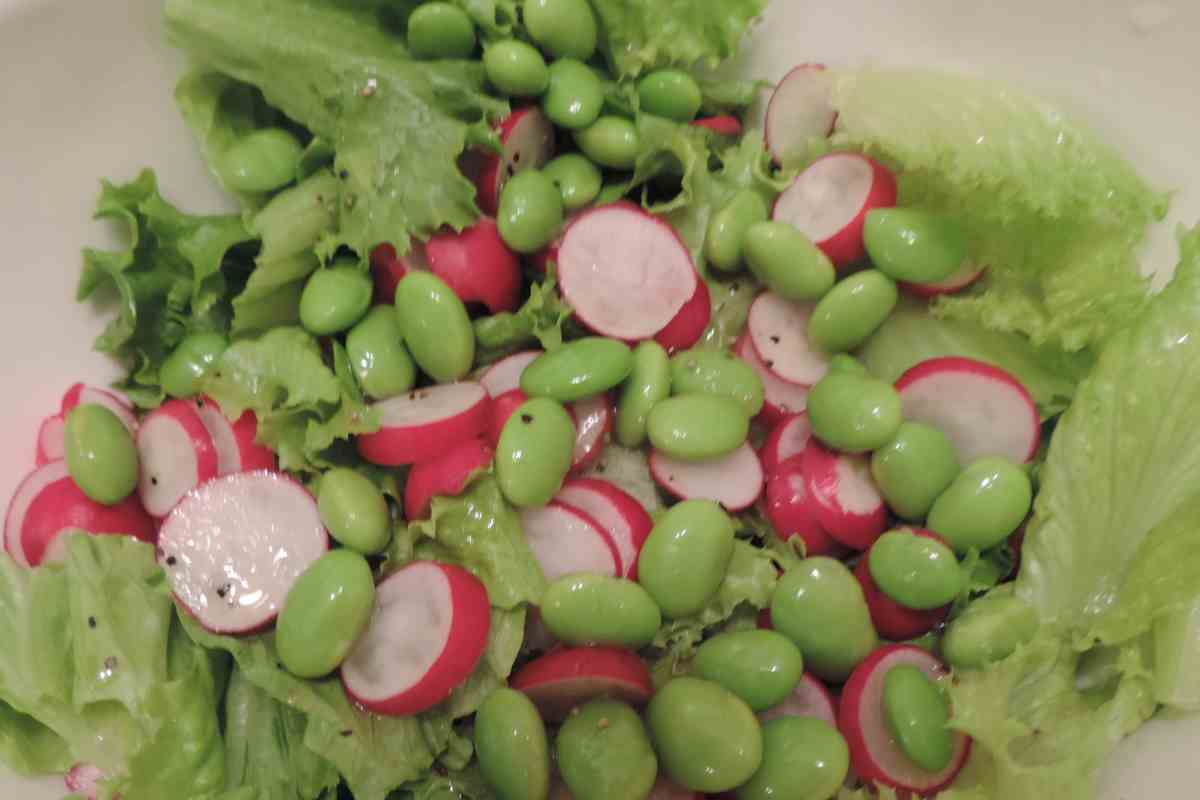 edamame y rábanos