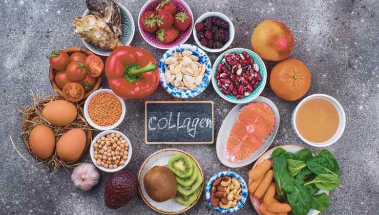 alimenti e scritta collagen