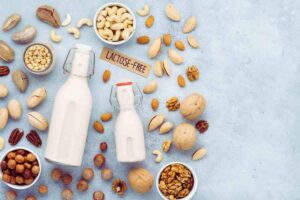 latte scritta lactose free e frutta secca