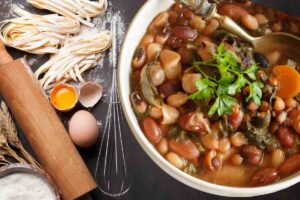 zuppa di legumi e paasta integrale