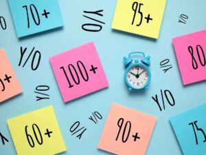 Concepto de longevidad 95+, 100+, ecc