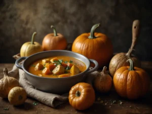 Cocinando mi sopa calientacorazones con calabaza, patatas y provola