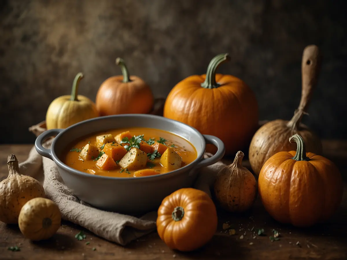 Cocinando mi sopa calientacorazones con calabaza, patatas y provola
