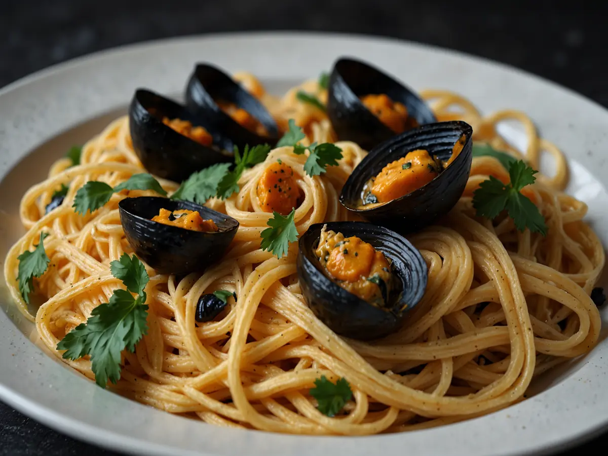 Spaghetti con Calabaza y Mejillones 
